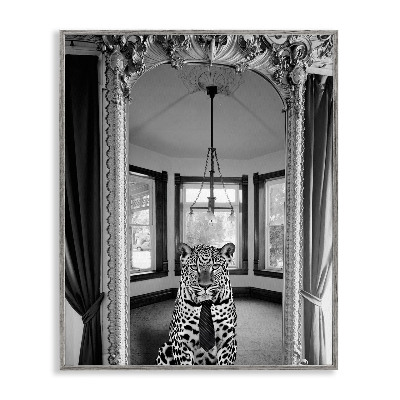 Stupell Industries Trendy Cheetah & Ornate Mirror Framed Giclee By Annabelle Hall